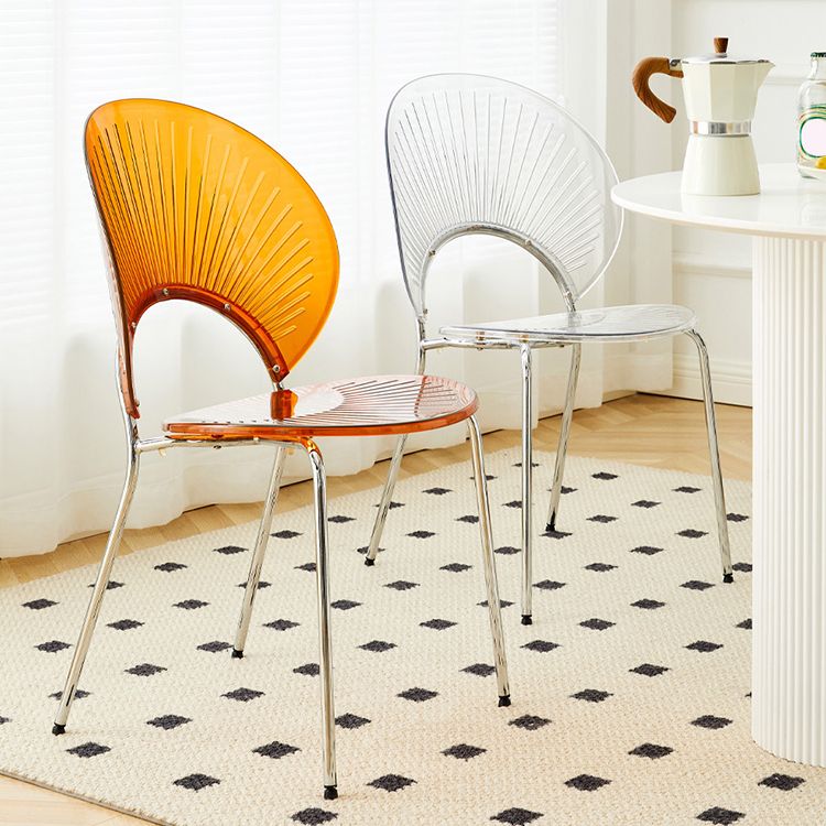 Chaise de salle à manger sans bras en plastique de style nordique pour salle à manger, 17,7 pouces
