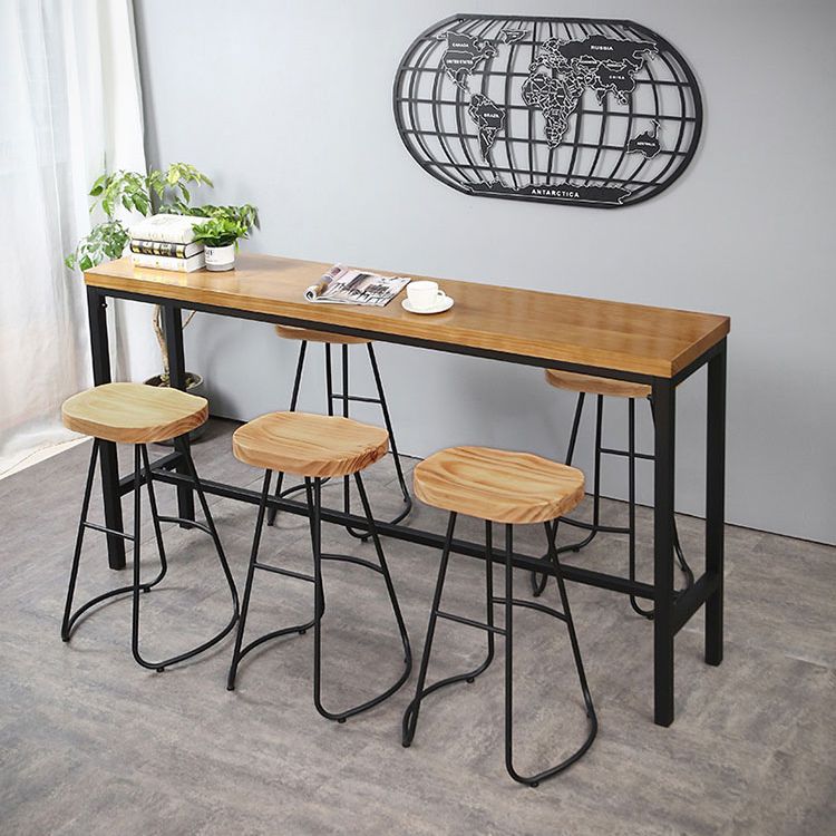 Industrial 1/4/6 Pieces Bar Table Set Rectangle Pine Wood Counter Table with High Stools Clearhalo 'Bar Furniture' 'furn' 'furn_home_bar_bar_sets' 'Furniture' 'Home Bars & Bar Sets' 'home_bar_bar_sets' 'Kitchen & Dining Furniture' 1200x1200_10f873f6-5095-435a-b44a-07846103d134