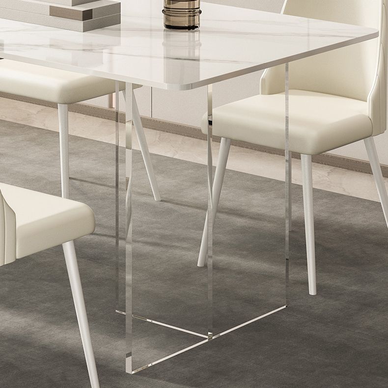 Modern 1/2/5/7 Pieces Rectangle Dining Set Sintered Stone Top Table with Leather Chairs Clearhalo 'Dining Room Sets' 'Dining Tables & Seating' 'dining_room_set' 'furn' 'furn_dining_room_set' 'Furniture' 'furniture_dining_room_set' 'Kitchen & Dining Furniture' 'kitchen&dining_furn' 'kitchen' 1200x1200_10f88925-d182-46ce-b636-3df52bf55770