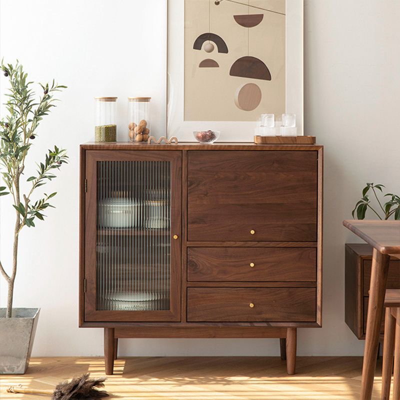 Porte di vetro scandinavo Visualizzazione armadio in pino armadio con porte per soggiorno