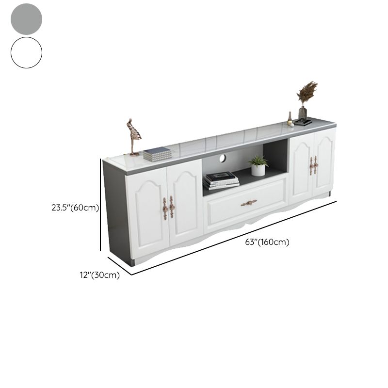 Glass TV Stand Console Contemporary Media Console with Drawer