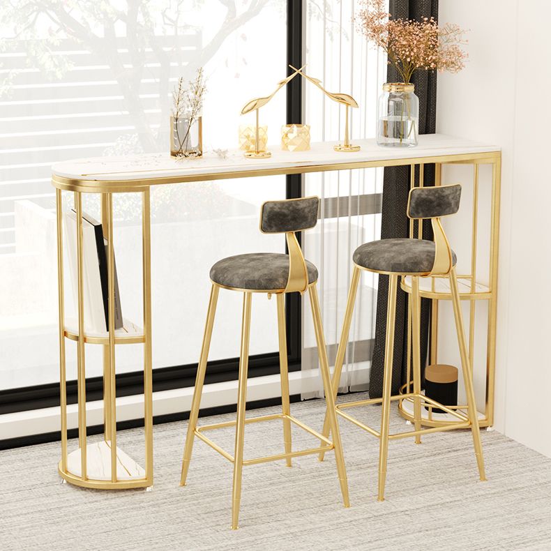 Modern Stone Storage Pub Height Dining Table Double Pedestal Indoor Bar Table, Only Table Clearhalo 'Bar Furniture' 'Bar Tables' 'bar_tables' 'furn' 'furn_bar_tables' 'Furniture' 'furniture_bar_tables' 'Kitchen & Dining Furniture' 'kitchen&dining_furn' 'kitchen' 1200x1200_10fb3e0c-c41d-4379-9b3a-365e0c7bcb61