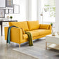 Contemporary Faux Leather Square Arm Sofa Cushions Standard Sofa