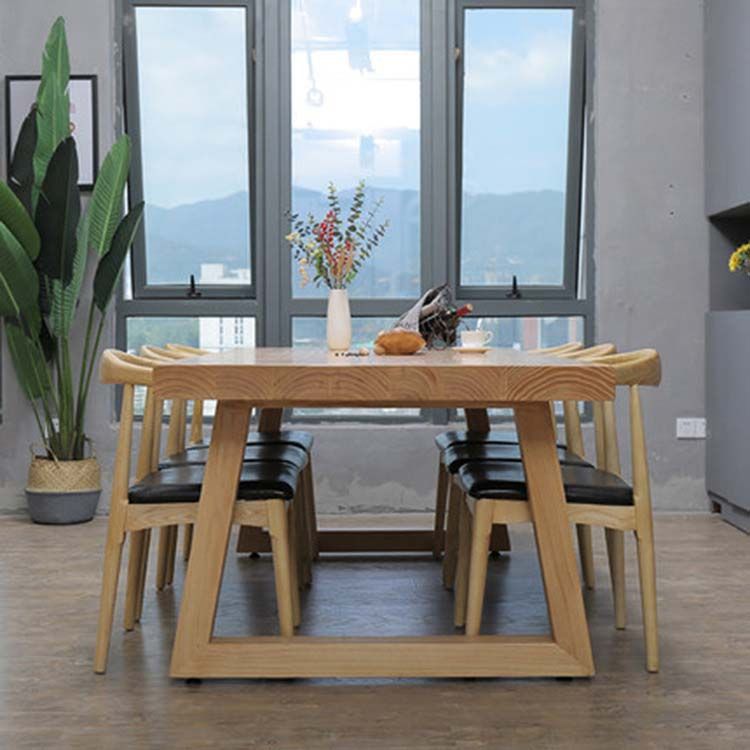 Modern Double Pedestal Dining Table Wood Table for Kitchen Dining Room Clearhalo 'Dining Tables & Seating' 'Dining Tables' 'dining_table' 'furn' 'furn_dining_table' 'Furniture' 'Kitchen & Dining Furniture' 1200x1200_10fe43a8-0140-492f-ad82-31c42a4cab12