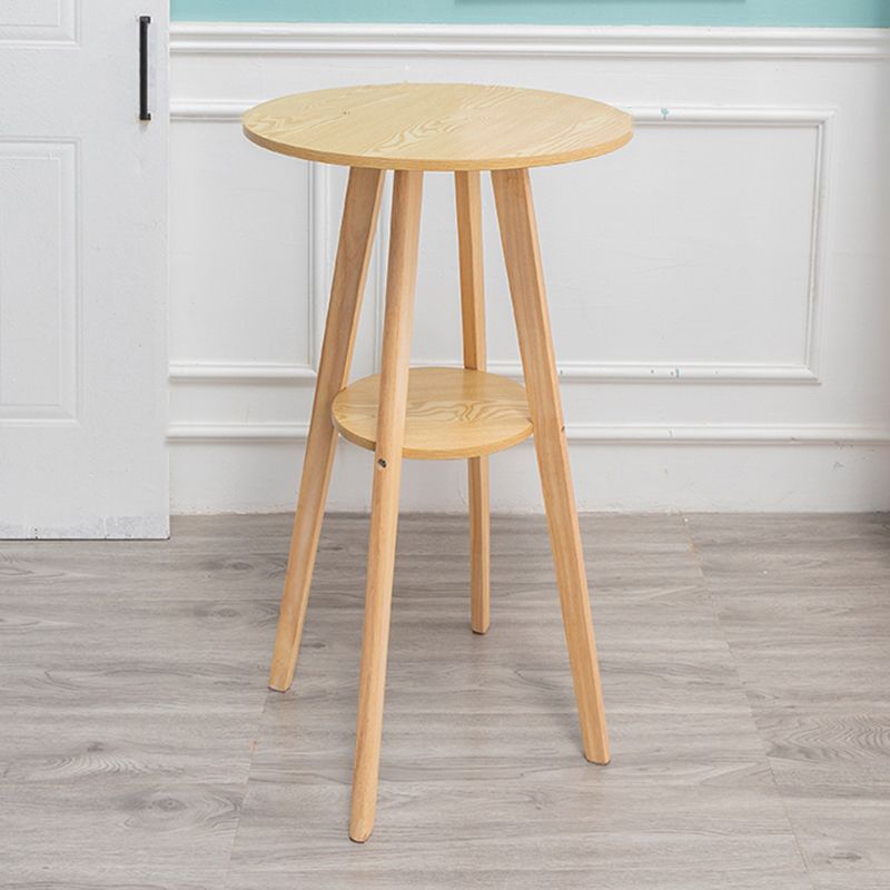 Natural Finish Pub Table Set 1/3 Pieces Bar Set with Wooden Stools