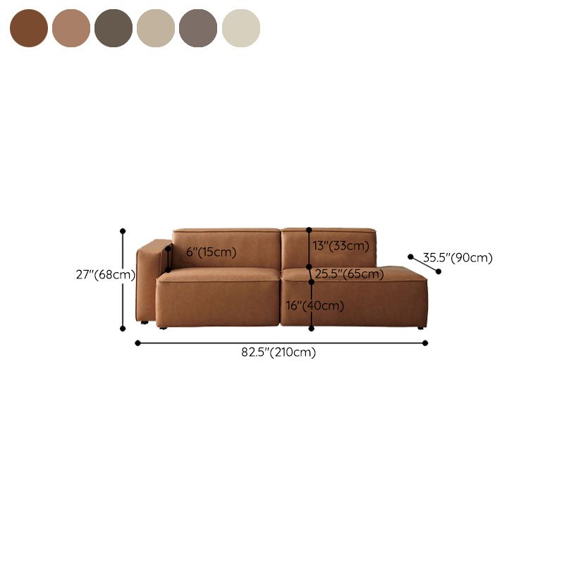 Contemporary Stationary Faux Leather Living Room Square Arm Sofa