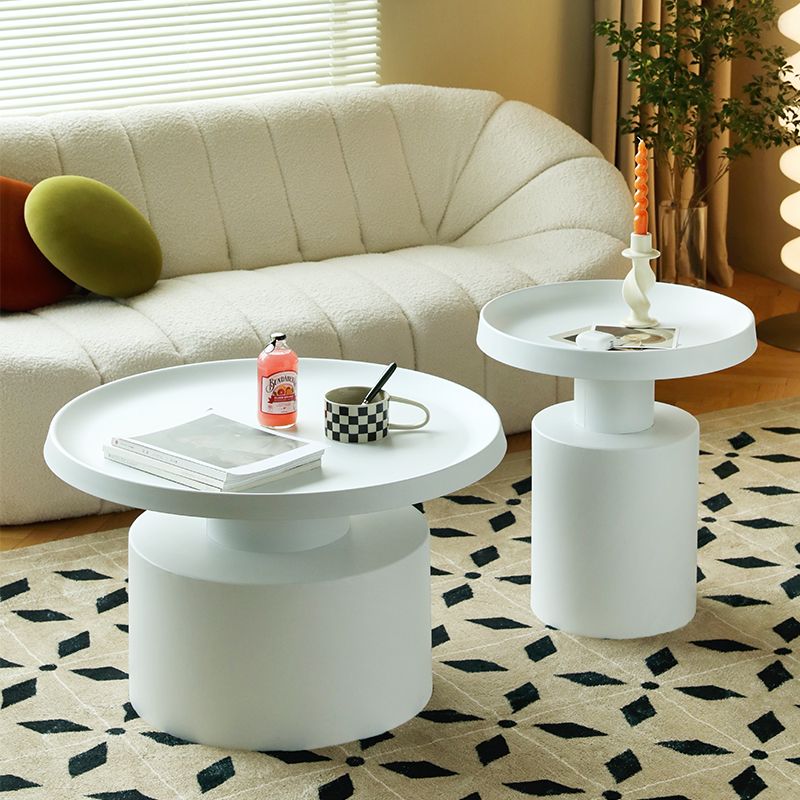 Mid-century Modern Round Tray Top Coffee Table Iron Pedestal Cocktail Table