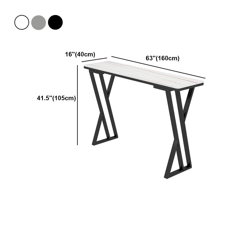 Modern Marble Pub Table with Rectangle Table Top Black Double Pedestal Table - 42" H Clearhalo 'Bar Furniture' 'Bar Tables' 'bar_tables' 'furn' 'furn_bar_tables' 'Furniture' 'furniture_bar_tables' 'Kitchen & Dining Furniture' 1200x1200_110060fe-cf8c-4ac8-85cd-605b47d1fbf1