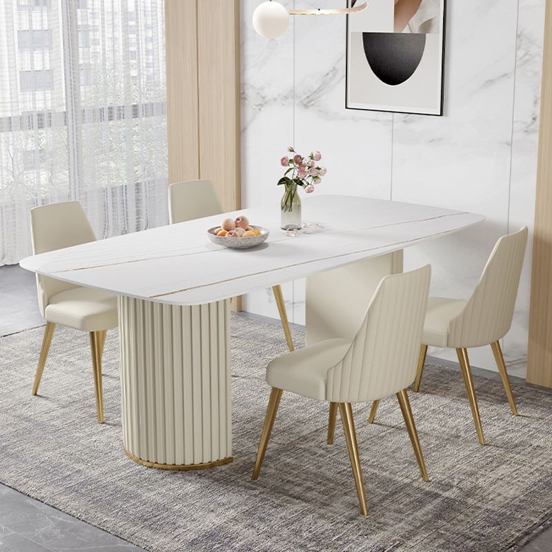Contemporary Dining Rectangle Table Sintered Stone Table with Metal Legs for Home Clearhalo 'Dining Tables & Seating' 'Dining Tables' 'dining_table' 'furn' 'furn_dining_table' 'Furniture' 'Kitchen & Dining Furniture' 1200x1200_1101c861-5db6-4050-ac34-702f5d012de3