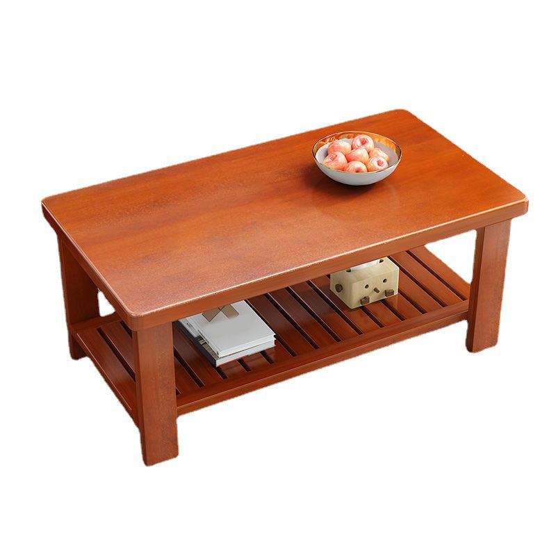 17.7" H Modern Rectangle Wood Coffee Table 4 Legs Cocktail Table with Shelf