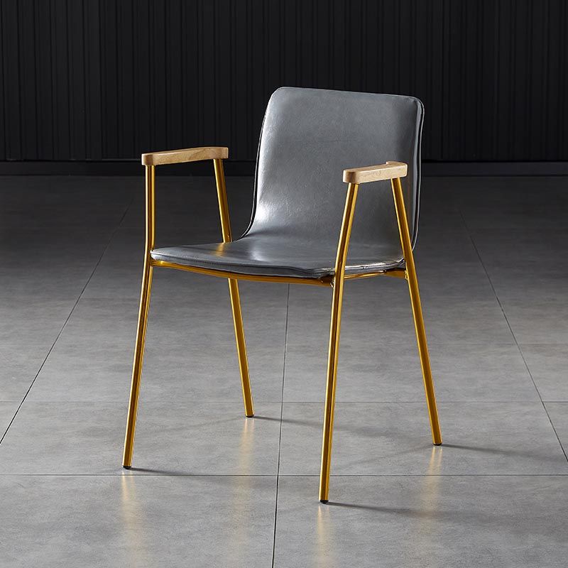 Industriële eetgelegenheden lederen eetkamerstoel met metalen basis