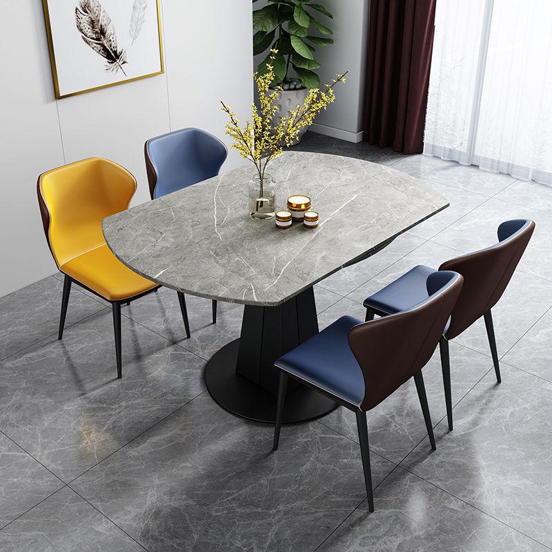 Extendable Round Dining Table Modern Sintered Stone Top Table with Black Pedestal Clearhalo ' dining_table' 'Dining Tables & Seating' 'Dining Tables' 'furn' 'furn_dining_table' 'Furniture' 'furniture_dining_table' 'Kitchen & Dining Furniture' 'kitchen&dining_furn' 'kitchen' 'kitchen_dining_table' 1200x1200_1105f0c9-c946-4d9a-bf17-58262d811172