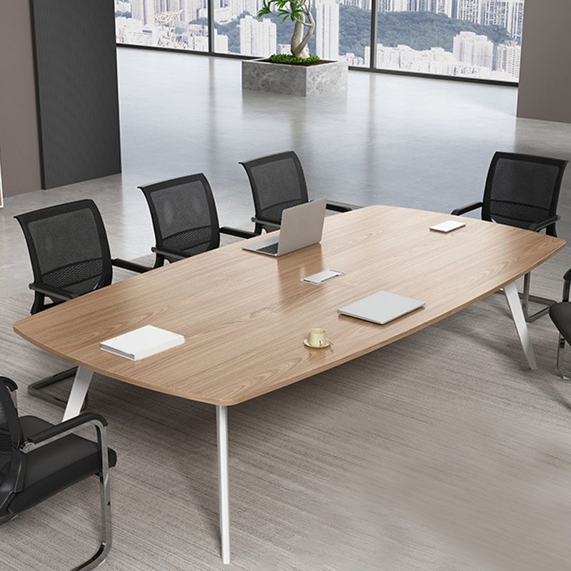 Artificial Wood Writing Desk Curved Industrial Office Desk in White and Natural Clearhalo 'furn' 'furn_office_desk' 'Furniture' 'Office Desks' 'Office Furniture' 'office_desk' 1200x1200_11072b14-8b90-484b-9e81-963d2f97ff94