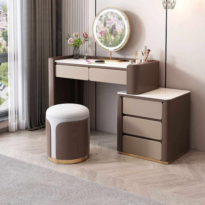 29.53 "H Holz/Stein Waschtischstool Set 2/5 Schubladen Kommode in Braun