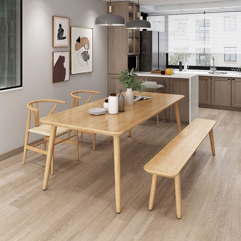 Mesa de comedor rectangular Glam, mesa de madera con patas de madera para el hogar