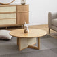 Tavolino scandinavo rotondo con gambe incrociate in legno di pino