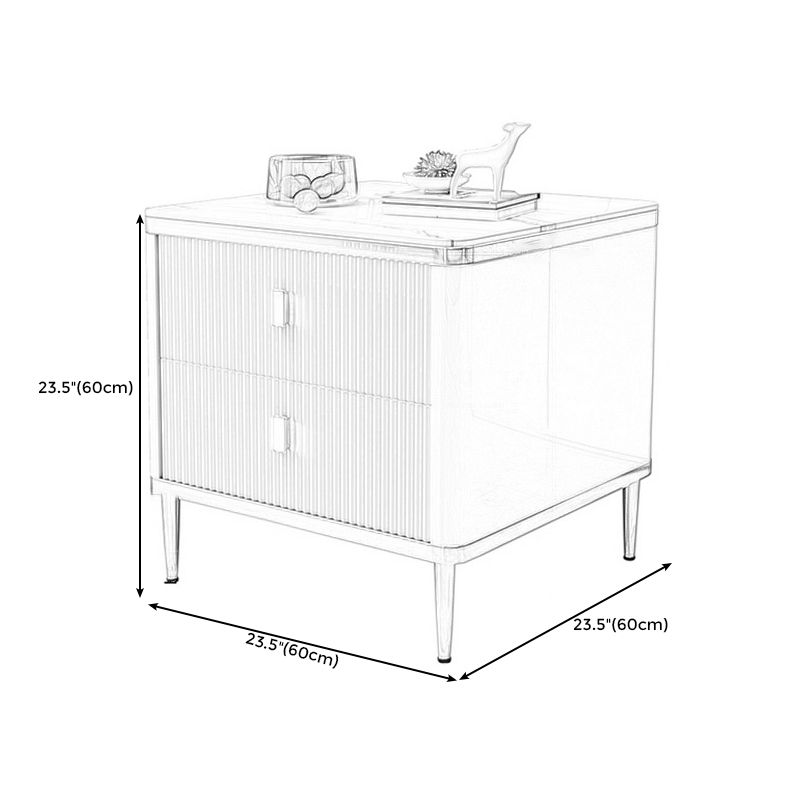 23,6 "hoher moderner Seitentisch Holz 4 Beine rechteckige Faux Marmor Top End Table