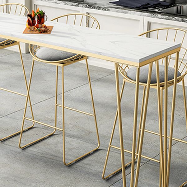 Glam Style White Bar Table in Faux Marble and Metal Bar Table for Restaurant Clearhalo 'Bar Furniture' 'Bar Tables' 'bar_tables' 'furn' 'furn_bar_tables' 'Furniture' 'furniture_bar_tables' 'Kitchen & Dining Furniture' 1200x1200_110a2d3b-14b6-4801-b18d-7ffe478540f0