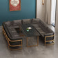 Industrial Sintered Stone Dinner Room Kitchen Table Black Table with Gold Frame for Dining Room Clearhalo ' dining_table' 'Dining Tables & Seating' 'Dining Tables' 'furn' 'furn_dining_table' 'Furniture' 'furniture_dining_table' 'Kitchen & Dining Furniture' 'kitchen&dining_furn' 'kitchen' 'kitchen_dining_table' 1200x1200_110c32c8-5ba1-41a8-aaaa-ffa530596f19