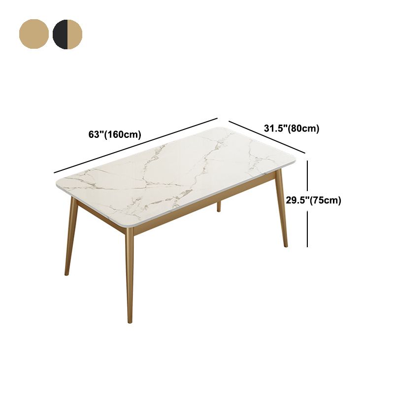 Modern Rectangle Dining Table Sintered Stone Top 4 Iron Legs Dining Room Table Clearhalo 'Dining Tables & Seating' 'Dining Tables' 'dining_table' 'furn' 'furn_dining_table' 'Furniture' 'Kitchen & Dining Furniture' 1200x1200_110db344-abc7-49c3-afa8-e1500e098996