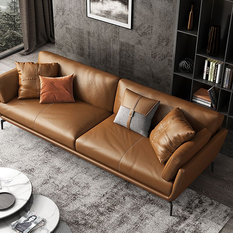 32" High Contemporary Square Arm Standard Sofa with Loose Back for Living Room, Brown Clearhalo 'furn' 'furn_sofas' 'Furniture' 'furniture_sofas' 'Living Room Furniture' 'Sofa' 'sofas' 1200x1200_110fdde6-be44-4376-8152-4bc8c6b5c043