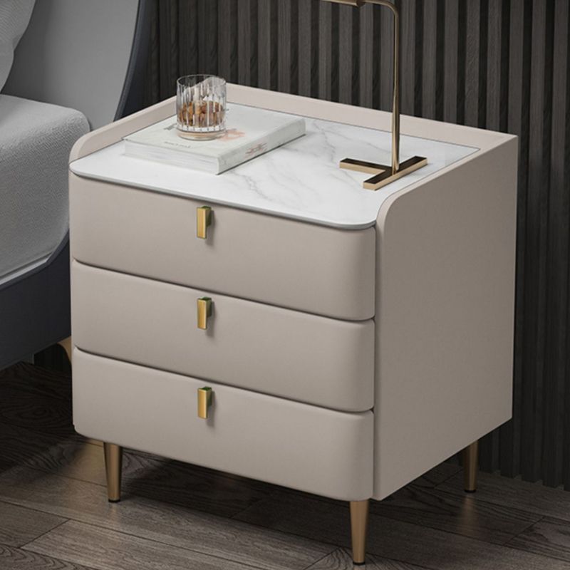 Accento moderno tavolo da comodino con cassetto in pietra mobile per letto per camera da letto