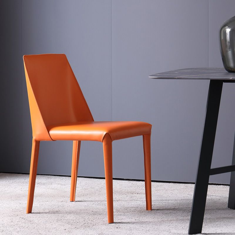 Modern Leather Dining Chairs Armless Metal Dining Chairs for Restaurant Use Clearhalo ' kitchen&dining_furn' 'Dining Chairs' 'Dining Tables & Seating' 'dining_chair' 'furn' 'furn_dining_chair' 'Furniture' 'furniture_dining_chair' 'Kitchen & Dining Furniture' 'kitchen' 1200x1200_1113e04d-1bbe-4582-b707-11aa1745a596