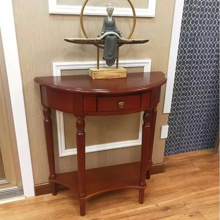 Tavolo da console in legno gommoso Tavolo accento in legno con cassetto e scaffale