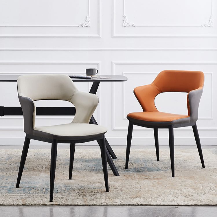 Dining Room Leather Dining Chair Contemporary Open Back Dining Arm Chair Clearhalo ' kitchen&dining_furn' 'Dining Chairs' 'Dining Tables & Seating' 'dining_chair' 'furn' 'furn_dining_chair' 'Furniture' 'furniture_dining_chair' 'Kitchen & Dining Furniture' 'kitchen' 1200x1200_11159031-6df8-4466-994c-da8c2011aec9