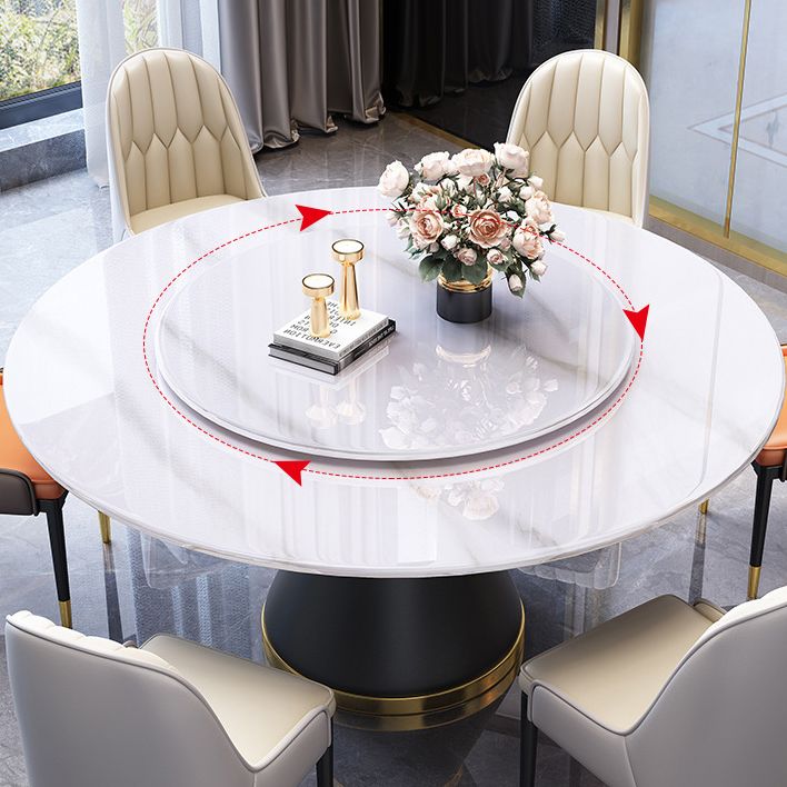 Modern Turntable Dinner Table Stainless Steel Base Stone Dining Table for Home Clearhalo 'Dining Tables & Seating' 'Dining Tables' 'dining_table' 'furn' 'furn_dining_table' 'Furniture' 'Kitchen & Dining Furniture' 1200x1200_1116fa6d-e74e-4b3e-8609-f5810a827899
