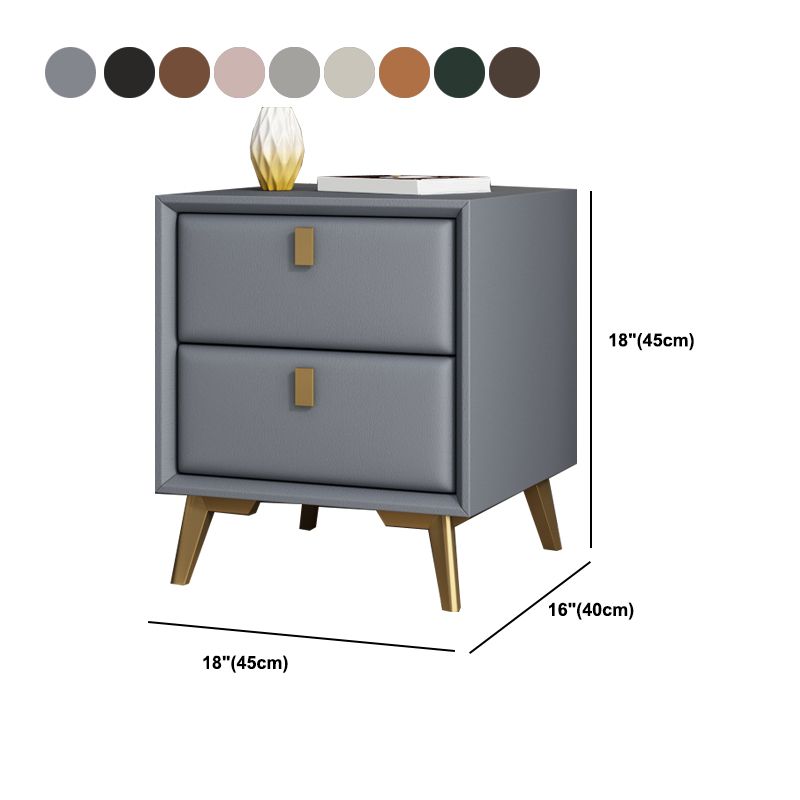 Mesa de acento de cuero sintética Mesa nocturna de 2 cavadores para el dormitorio