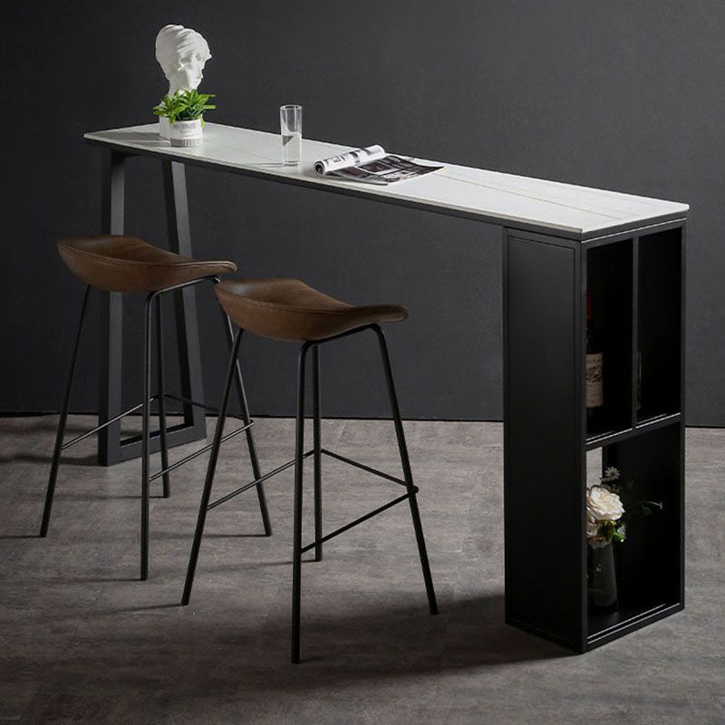 42-inch Height Cocktail Bar Table Industrial Style Metal Base Bar Height Storage Table Clearhalo 'Bar Furniture' 'Bar Tables' 'bar_tables' 'furn' 'furn_bar_tables' 'Furniture' 'furniture_bar_tables' 'Kitchen & Dining Furniture' 'kitchen&dining_furn' 'kitchen' 1200x1200_11181c0b-6601-484d-b2cc-7cee0d76a680