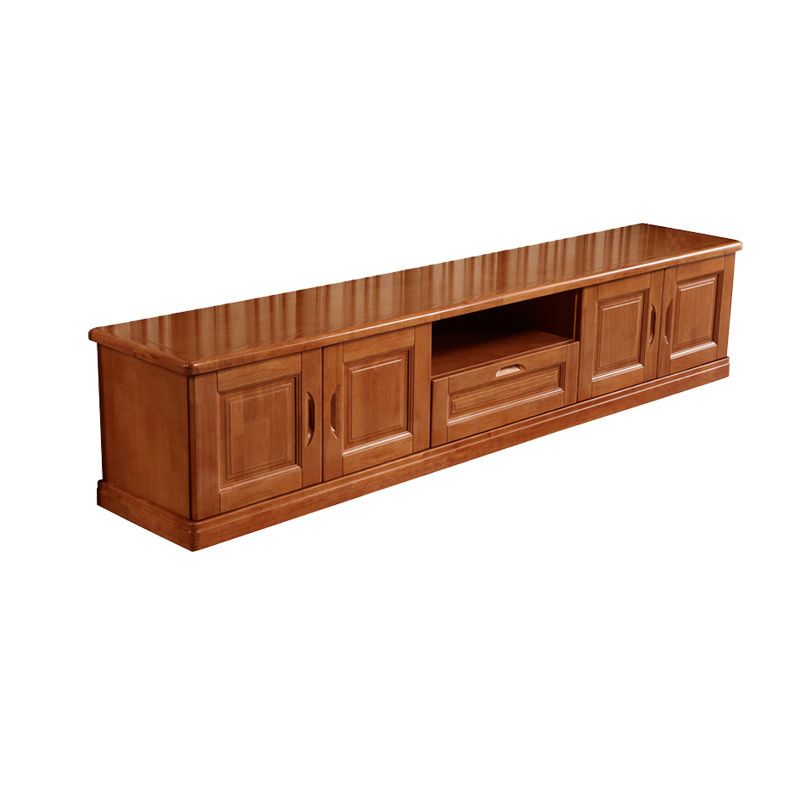 Consola de almacenamiento abierta vintage Consola multimedia de madera de caucho con puertas
