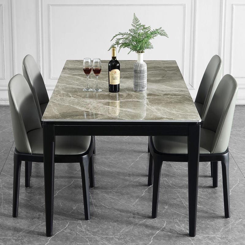 Tavolo da pranzo in stile moderno Sinterizzato Sinterato Tavolo da rettangolo con gambe di legno