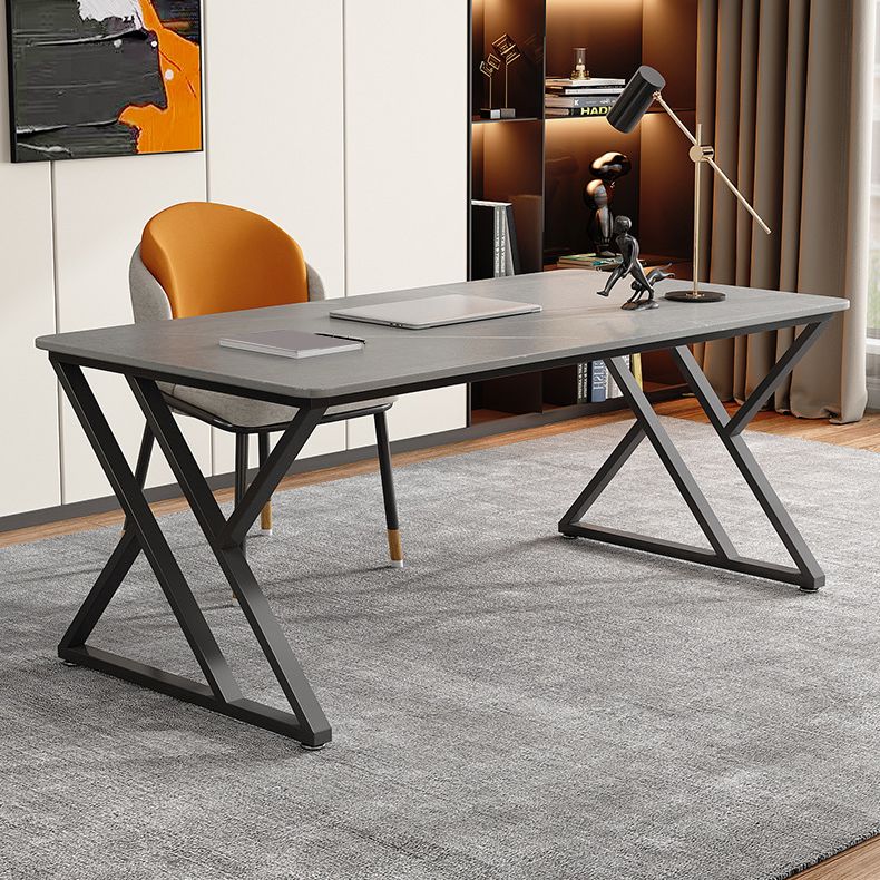 オフィス用の現代的な石造りのデスク曲線灰色のライティングデスク
