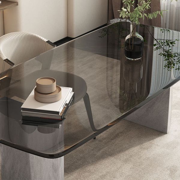 1/2/3/4/5 PC Dinette set con tavolo da pranzo in vetro grigio e sedie bianche