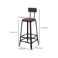 Tabouret de bar à dos basse de style brun de style contemporain avec jambes en métal