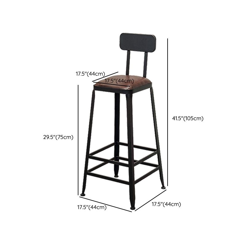 Tabouret de bar à dos basse de style brun de style contemporain avec jambes en métal
