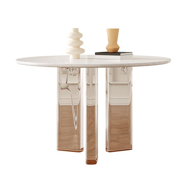 Scandinavian Round Cream White Dining Table for 2-4 People Artificial Wood Table Top with Tripod Leg Clearhalo 'Dining Tables & Seating' 'Dining Tables' 'dining_table' 'furn' 'furn_dining_table' 'Furniture' 'Kitchen & Dining Furniture' 1200x1200_111ca8af-3aa0-4fbc-9c8b-0e1cf626ebbf