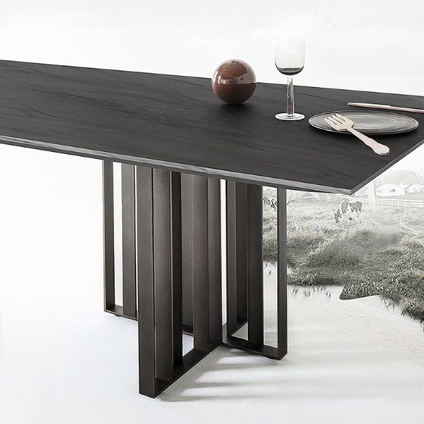 Metal Industrial Rectangle Dining Table Solid Wood Top Table for Dining Room Clearhalo ' dining_table' 'Dining Tables & Seating' 'Dining Tables' 'furn' 'furn_dining_table' 'Furniture' 'furniture_dining_table' 'Kitchen & Dining Furniture' 'kitchen&dining_furn' 'kitchen' 'kitchen_dining_table' 1200x1200_111caa69-5ee5-4dbe-92ec-382ef8ae7062