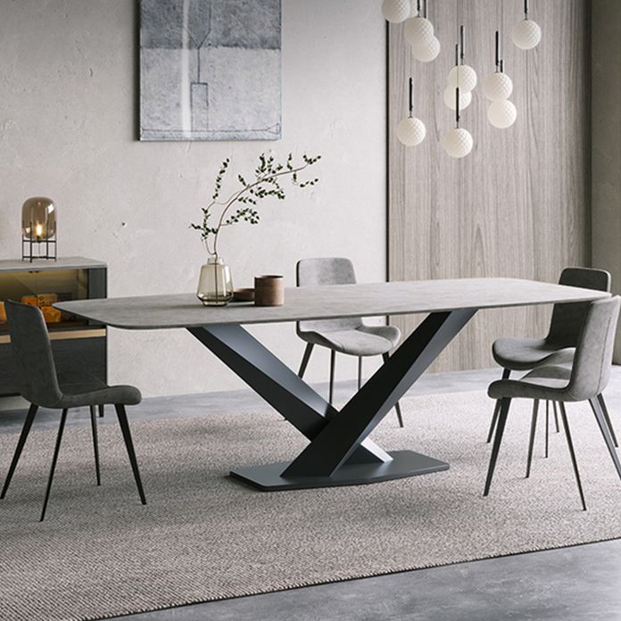 Modern Pedestal Casual Dining Table Stone and Metal Dining Room Kitchen Table Clearhalo 'Dining Tables & Seating' 'Dining Tables' 'dining_table' 'furn' 'furn_dining_table' 'Furniture' 'furniture_dining_table' 'Kitchen & Dining Furniture' 'kitchen' 'kitchen_dining_table' 1200x1200_111f2fab-0a17-4982-9c3c-8193a0061d78