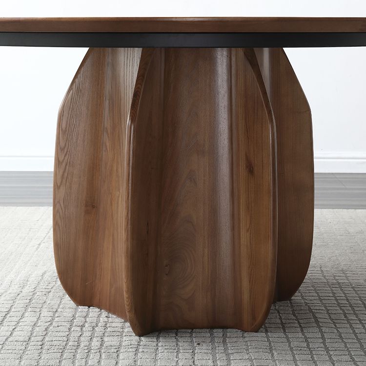 Mesa de pedestal redonda Simplicidad estilo mesa de comedor de madera maciza con plato giratorio