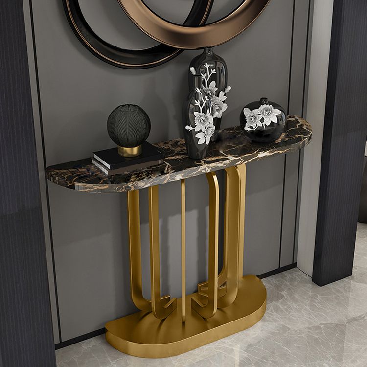 Glam Marble Console Accent Table Half Moon Console Sofa Table for Hall Clearhalo 'Console Tables' 'console_tables' 'Entry & Mudroom Furniture' 'furn' 'furn_console_tables' 'Furniture' 1200x1200_11215b65-5b2c-44cd-8752-b049bbf90617