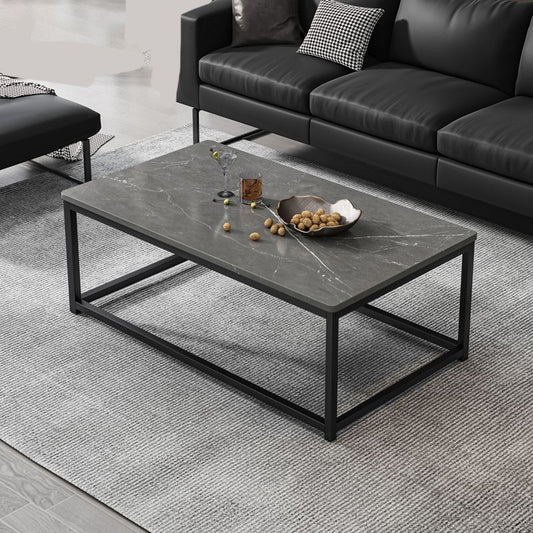 Modern Simple 1 Single Cocktail Table Rectangular Frame Coffee Table with Storage Shelf