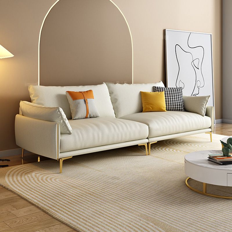 Pillow Top Arm Sofa Light Yellow Luxurious Sofa with Bolster Pillows