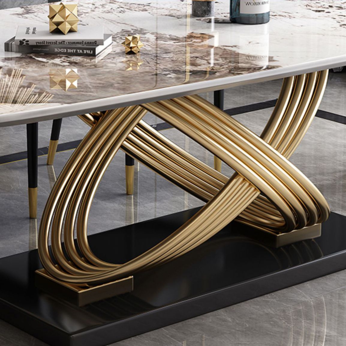 Fixed Contemporary Sintered Stone Kitchen Table Set with Pedestal Base Furniture for Home Clearhalo 'Dining Room Sets' 'Dining Tables & Seating' 'dining_room_set' 'furn' 'furn_dining_room_set' 'Furniture' 'furniture_dining_room_set' 'Kitchen & Dining Furniture' 'kitchen&dining_furn' 'kitchen' 1200x1200_11232c7a-c0e5-40a6-bb5f-5e2598c7a73f