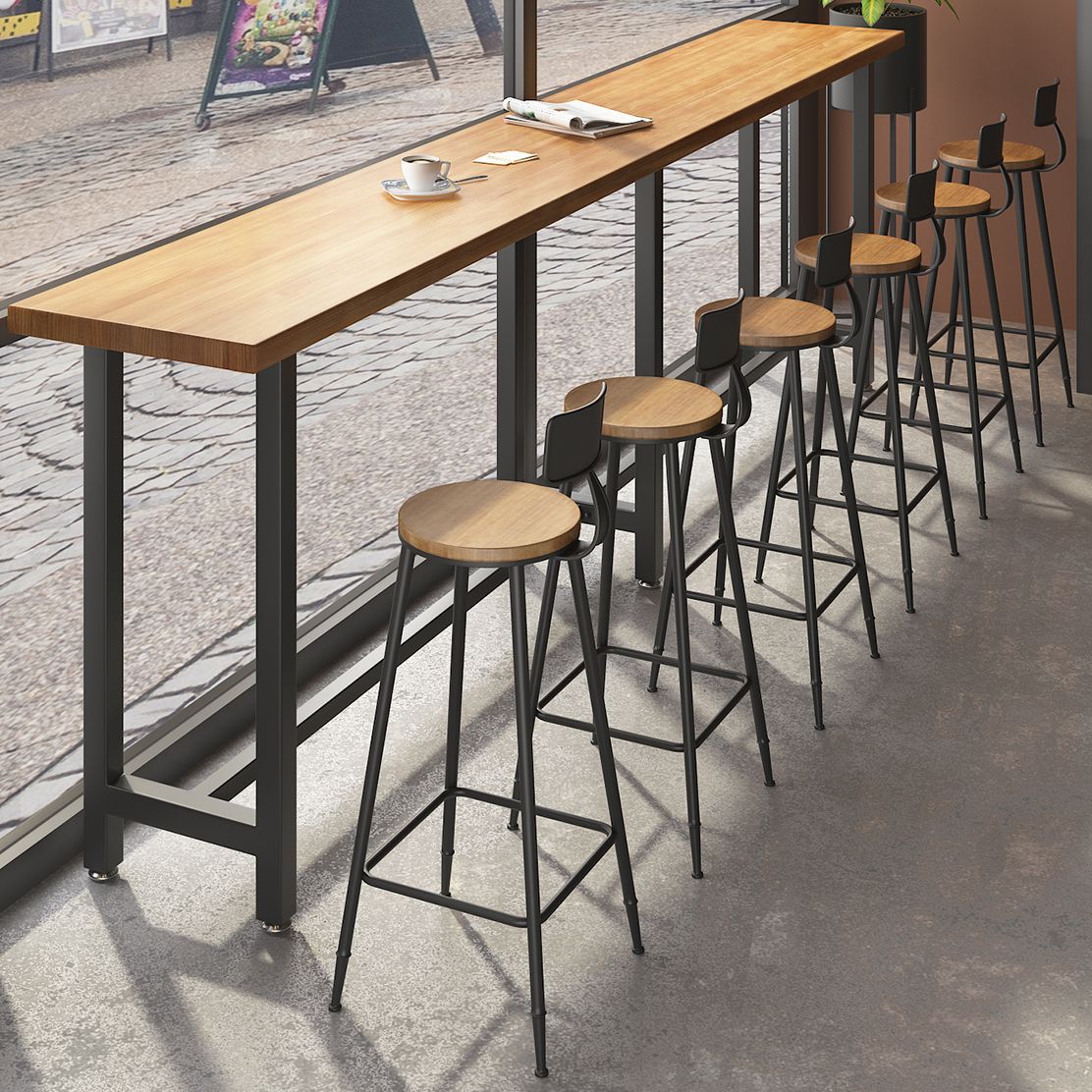 Modern 1/7 Pieces Bar Table Set Rectangle Pine Wood Counter Table for Milk Tea Shop Clearhalo 'Bar Furniture' 'furn' 'furn_home_bar_bar_sets' 'Furniture' 'Home Bars & Bar Sets' 'home_bar_bar_sets' 'Kitchen & Dining Furniture' 1200x1200_11239de2-cf10-401e-bd4f-779b40c5dc15