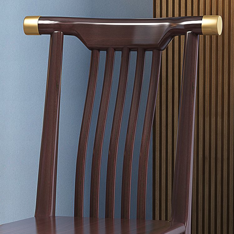 Wood Side Dining Chairs Modern Style Slat Back Armless Chair