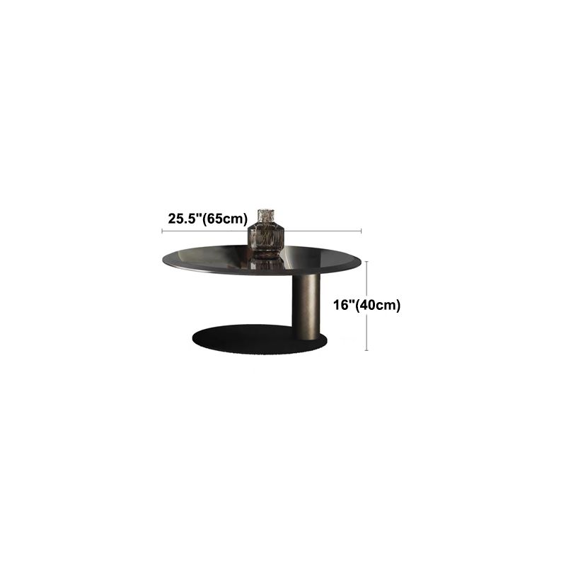 Block Base Design Cocktail Table Gold Metal Top Black Base Round Coffee Table Clearhalo 'Coffee & Accent Tables' 'Coffee Tables' 'coffee_tables' 'furn' 'furn_coffee_tables' 'Furniture' 'furniture_coffee_tables' 'Living Room Furniture' 1200x1200_1123eac9-e641-44fb-aca8-d320de929604