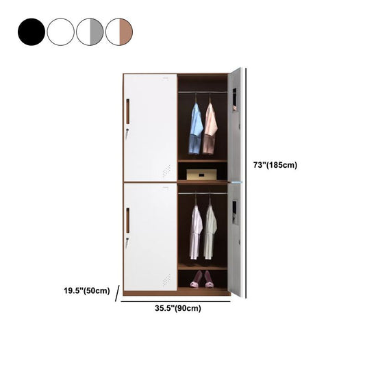 Contemporary Style Wardrobe Metal Home Wardrobe Closet with Doors Clearhalo 'Armoires & Wardrobes' 'armoires_wardrobes' 'Bedroom Furniture' 'furn' 'furn_armoires_wardrobes' 'Furniture' 1200x1200_11245e3b-5abc-4144-a884-cf62152c6004